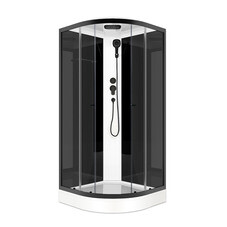 Душевая кабина Domani-Spa Delight Slim 80х80х218 см стекло прозрачное 4 мм с низким поддоном полукруг черные стенки