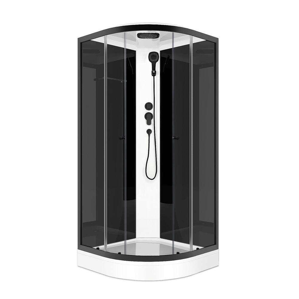 

Душевая кабина Domani-Spa Delight Slim 80х80х218 см стекло прозрачное 4 мм с низким поддоном полукруг, Белый;черный