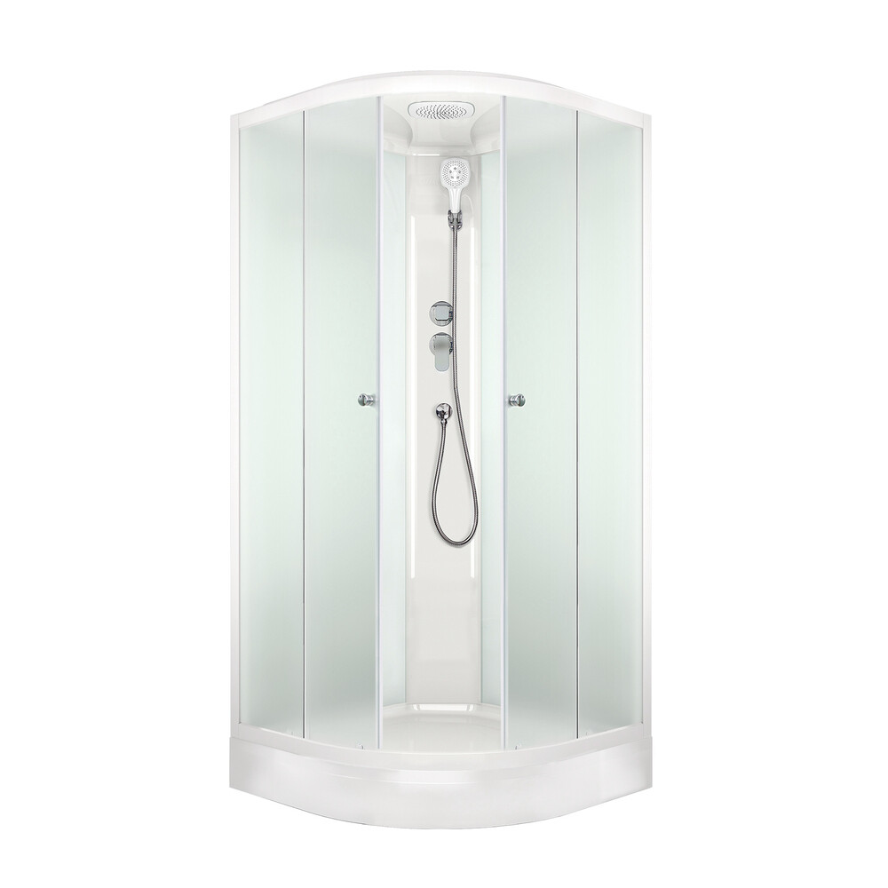 

Душевая кабина Domani-Spa Delight Slim 90х90х218 см стекло матовое 4 мм с низким поддоном полукруг, Белый