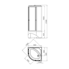 Душевая кабина Domani-Spa Delight Slim 90х90х218 см стекло тонированное 4 мм с высоким поддоном полукруг - фото 2