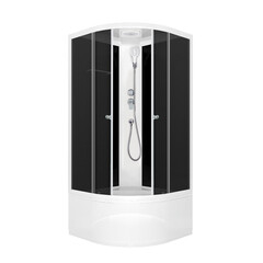 Изображение товара Душевая кабина Domani-Spa Delight Slim 90х90х218 см стекло тонированное 4 мм с высоким поддоном полукруг