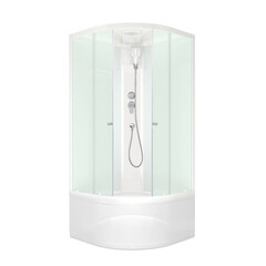 Изображение товара Душевая кабина Domani-Spa Delight Slim 80х80х218 см стекло матовое 4 мм с высоким поддоном полукруг