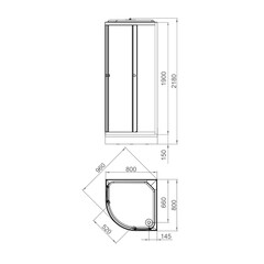 Душевая кабина Domani-Spa Delight Slim 80х80х218 см стекло прозрачное 4 мм с низким поддоном полукруг - фото 3