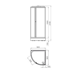 Душевая кабина Domani-Spa Simple 90х90х218 см стекло прозрачное 4 мм с низким поддоном полукруг - фото 2