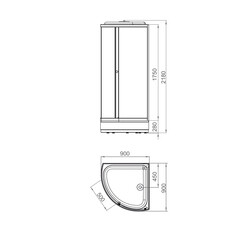 Душевая кабина Domani-Spa Simple 90х90х218 см стекло прозрачное 4 мм со средним поддоном полукруг - фото 2