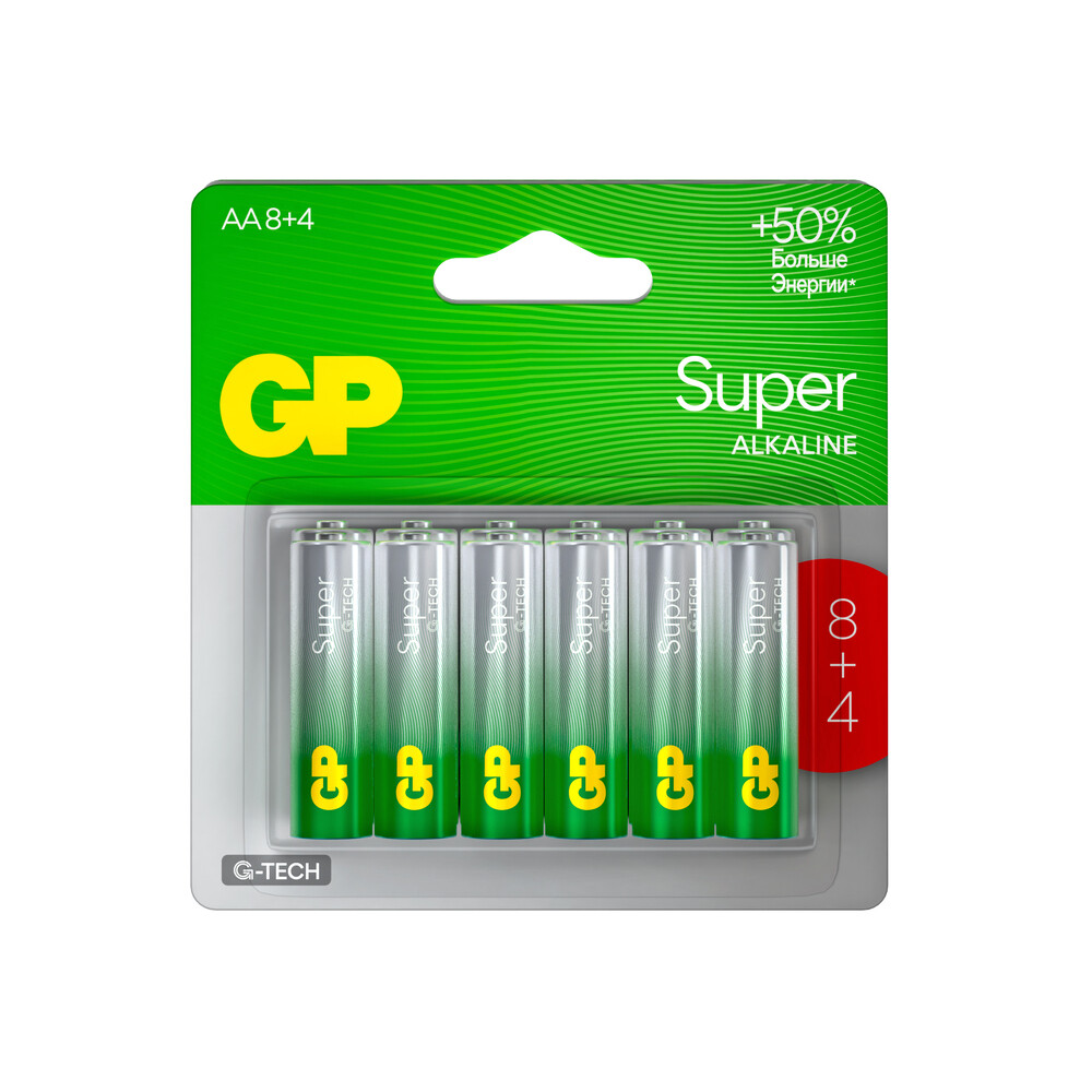 Изображение товара Батарейка GP Batteries Super G Tech ААА мизинчиковая LR03 1,5 В (12 шт.) (GP 24AA218/4-2CRSBC12)