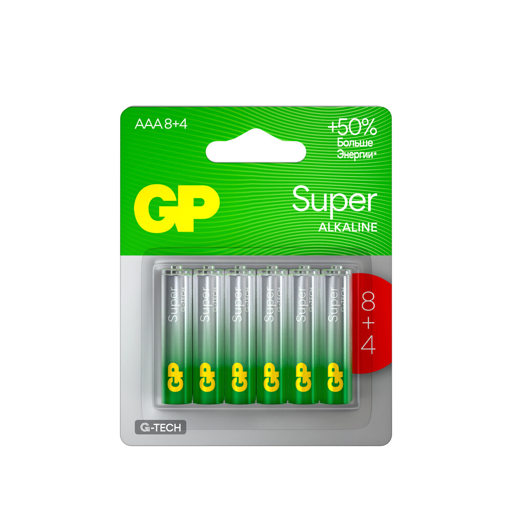 

Батарейка GP Batteries Super G Tech АА пальчиковая LR6 1,5 В (12 шт.) (GP 15AA218/4-2CRSBC12)