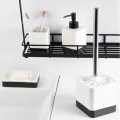 Ершик для унитаза Fixsen Text напольный керамика белый/черный (FX-230-5) - фото 2