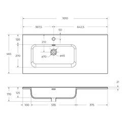 Раковина для тумбы BelBagno Leticia 100 см левая (BB1000ETL-L) - фото 2
