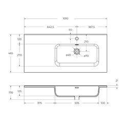 Раковина для тумбы BelBagno Leticia 100 см правая (BB1000ETL-R) - фото 2