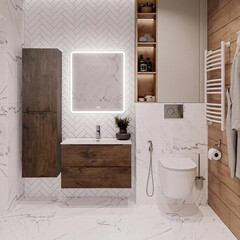 Пенал BelBagno Etna 40 см подвесной правый темное дерево - фото 3