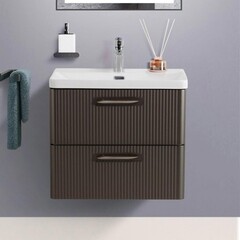 Тумба под раковину BelBagno Due 80 см подвесная темно-серая (DUE-800-2C-SO-GM-P-FH) - фото 3