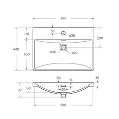 Раковина для тумбы BelBagno 60 см (BB-8076-3-60) - фото 2
