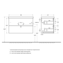 Тумба под раковину BelBagno Due 80 см подвесная белая (DUE-800-2C-SO-BL-P-FH) - фото 2