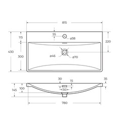 Раковина для тумбы BelBagno 80 см (BB-8076-3-80) - фото 2