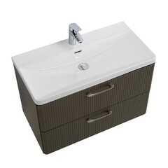 Тумба под раковину BelBagno Due 80 см подвесная темно-серая (DUE-800-2C-SO-GM-P-FH) - фото 5