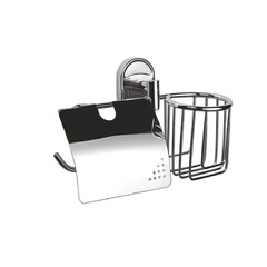 Изображение товара Держатель для туалетной бумаги Haiba с крышкой и корзиной для освежителя металл хром (HB1903-1)