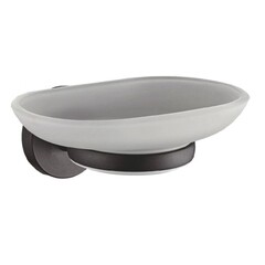 Изображение товара Мыльница для ванной Haiba HB8702 с держателем стекло матовое/металл черная (550598)