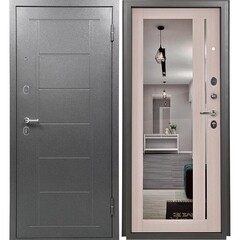 Изображение товара Дверь входная Промет Титан правая букле графит - беленый дуб с зеркалом 960х2050 мм