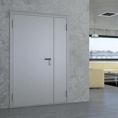 Дверь противопожарная двухстворчатая DoorHan ДП-2-EI-60 глухая правая серый RAL 7035 1250х2050 мм - фото 2