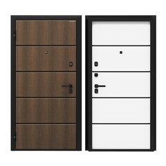 Изображение товара Дверь входная DoorHan Премиум Модерн левая калабрия коричневый - малибу белый 980х2050 мм