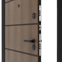 Дверь входная DoorHan Премиум Модерн левая калабрия коричневый - малибу белый 880х2050 мм - фото 7