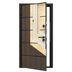 Дверь входная DoorHan Премиум Модерн левая калабрия коричневый - малибу белый 880х2050 мм - фото 6