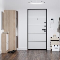 Дверь входная DoorHan Премиум Модерн левая калабрия коричневый - малибу белый 880х2050 мм - фото 2