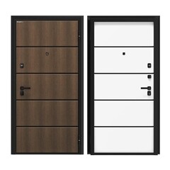 Изображение товара Дверь входная DoorHan Премиум Модерн правая калабрия коричневый - малибу белый 880х2050 мм