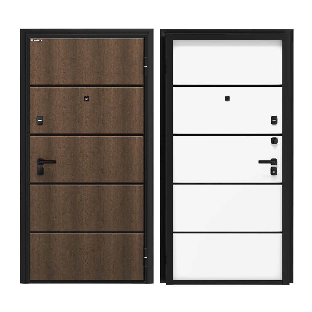 Изображение товара Дверь входная DoorHan Премиум Модерн правая коричневый белый 880х2050 мм