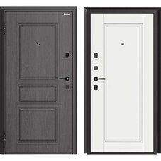 Дверь входная DoorHan Премиум Квадро левая вуддуб графит - малибу белый 880х2050 мм