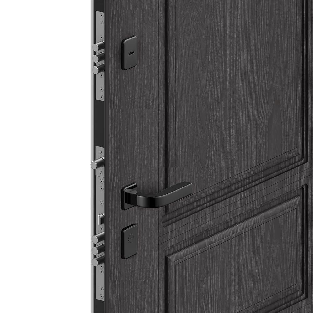

Дверь входная DoorHan Премиум Квадро правая вуддуб графит - малибу белый 880х2050 мм