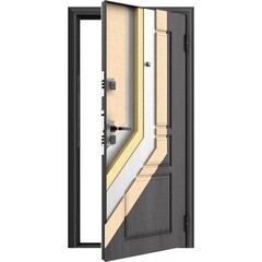 Дверь входная DoorHan Премиум Квадро правая вуддуб графит - малибу белый 880х2050 мм - фото 5