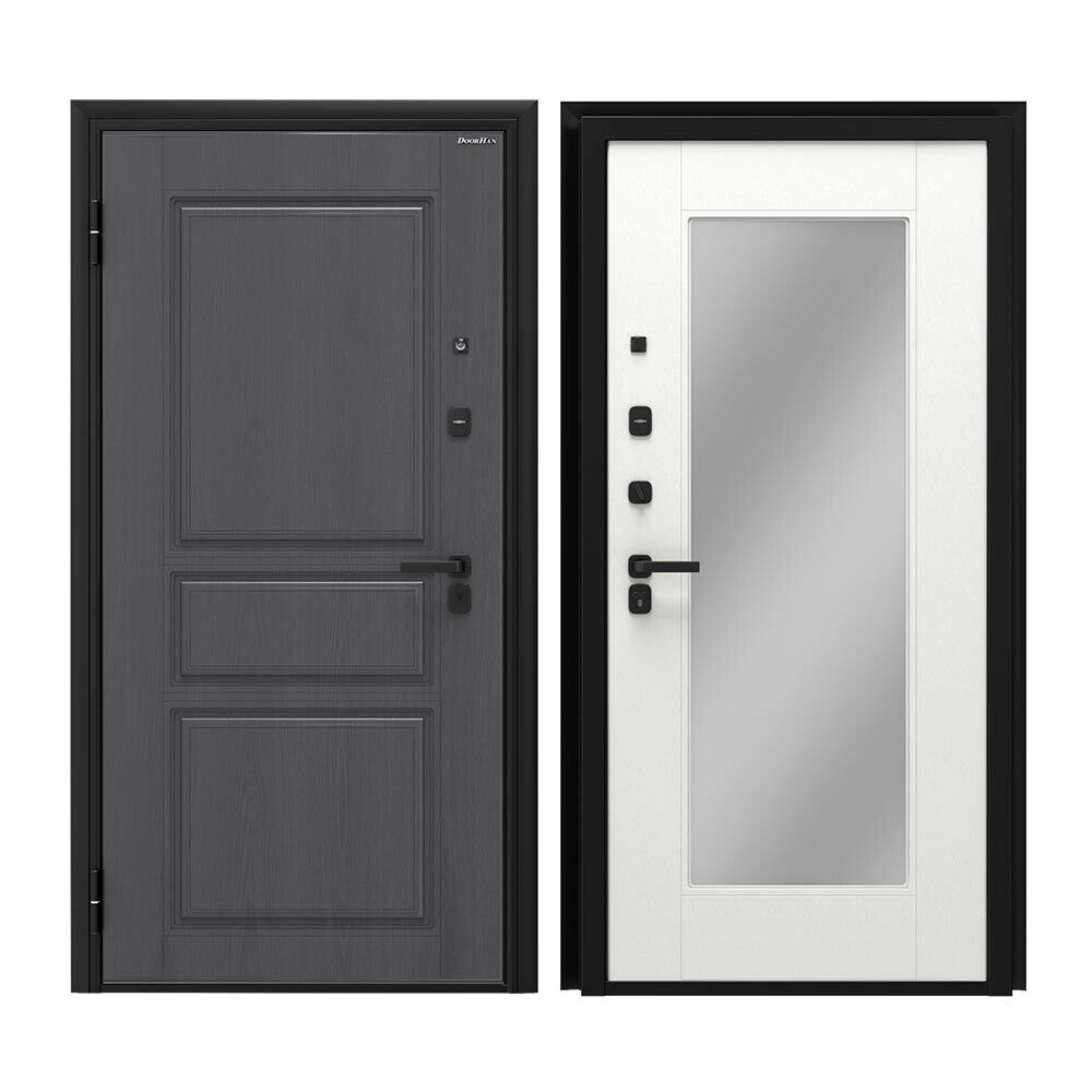 Изображение товара Дверь входная DoorHan Премиум левая вуддуб графит 980х2050 мм с зеркалом