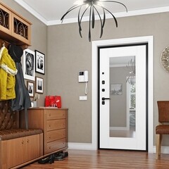 Дверь входная DoorHan Премиум Квадро левая вуддуб графит - малибу белый с зеркалом 880х2050 мм - фото 2