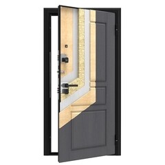 Дверь входная DoorHan Премиум Квадро правая вуддуб графит - малибу белый с зеркалом 880х2050 мм - фото 5