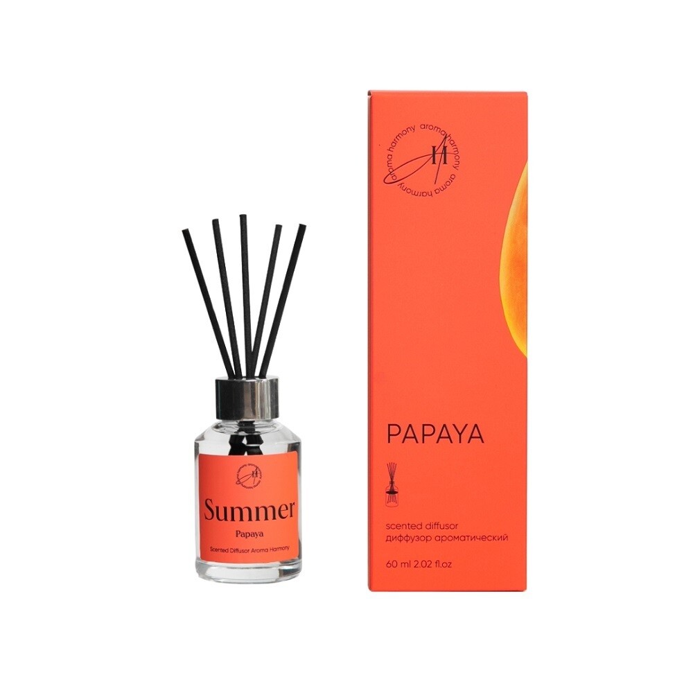 

Аромадиффузор с палочками Aroma Harmony Papaya 60 мл, Прозрачный