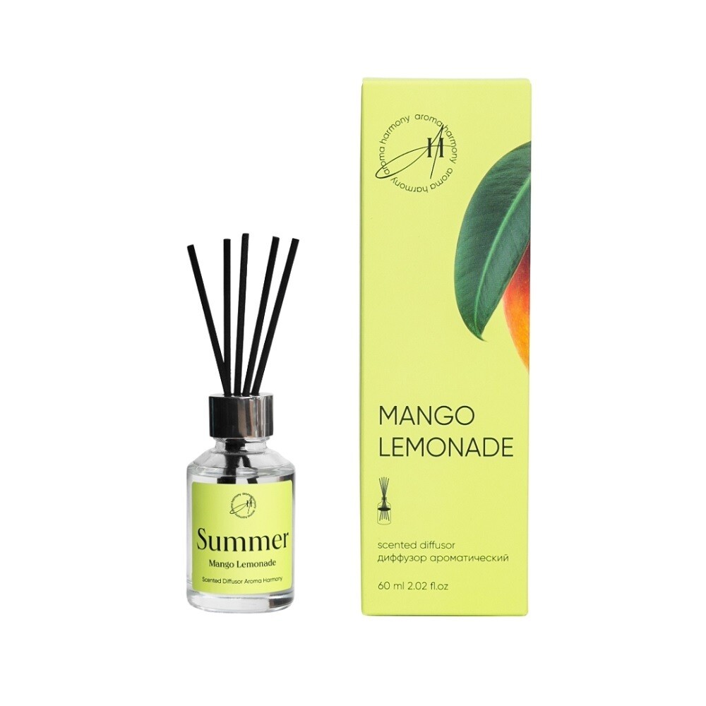 

Аромадиффузор с палочками Aroma Harmony Mango lemonade 60 мл, Прозрачный