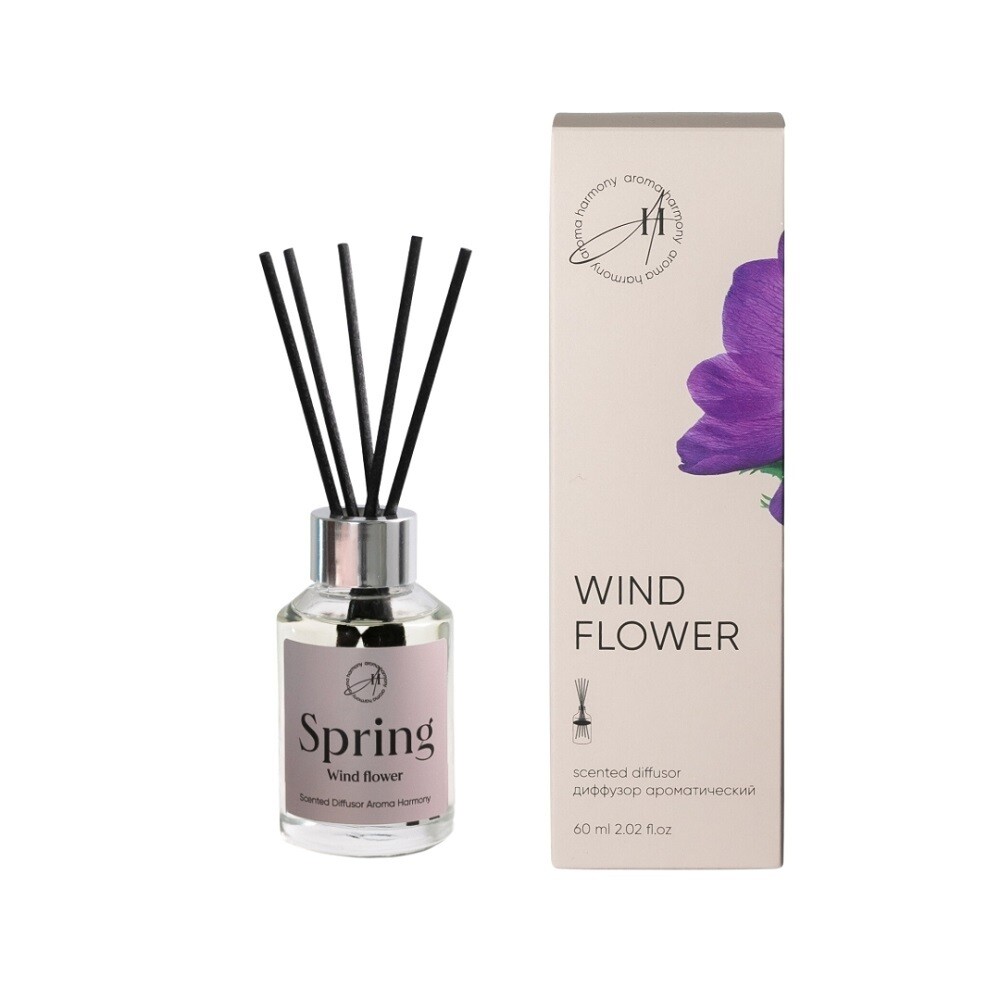 

Аромадиффузор с палочками Aroma Harmony Wind flower 60 мл, Прозрачный