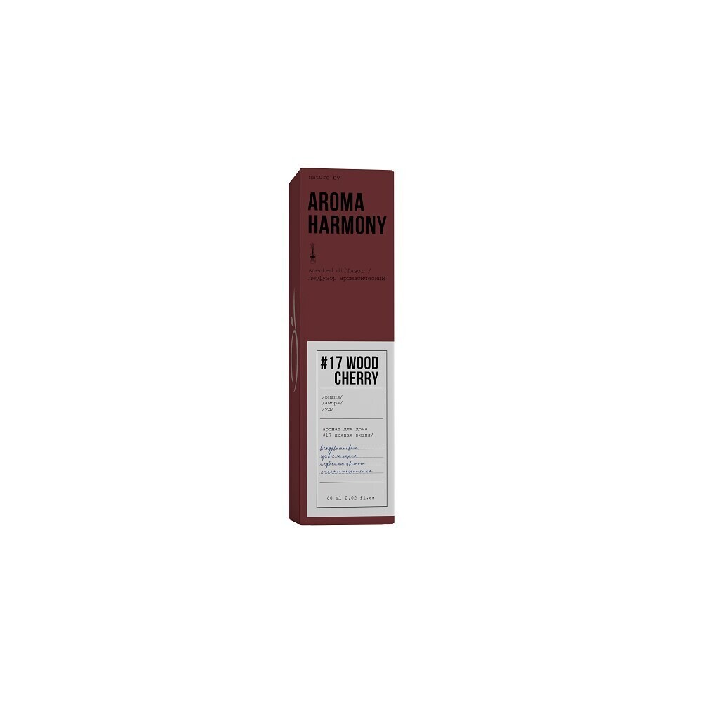 

Аромадиффузор с палочками Aroma Harmony №1 Cherry Oud 60 мл, Прозрачный