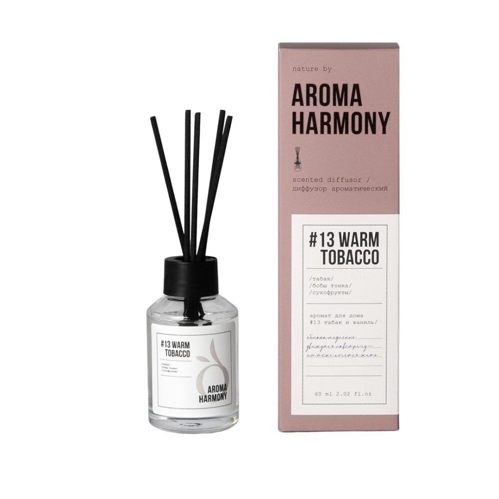 

Аромадиффузор с палочками Aroma Harmony №13 Warm Tobacco 60 мл, Прозрачный