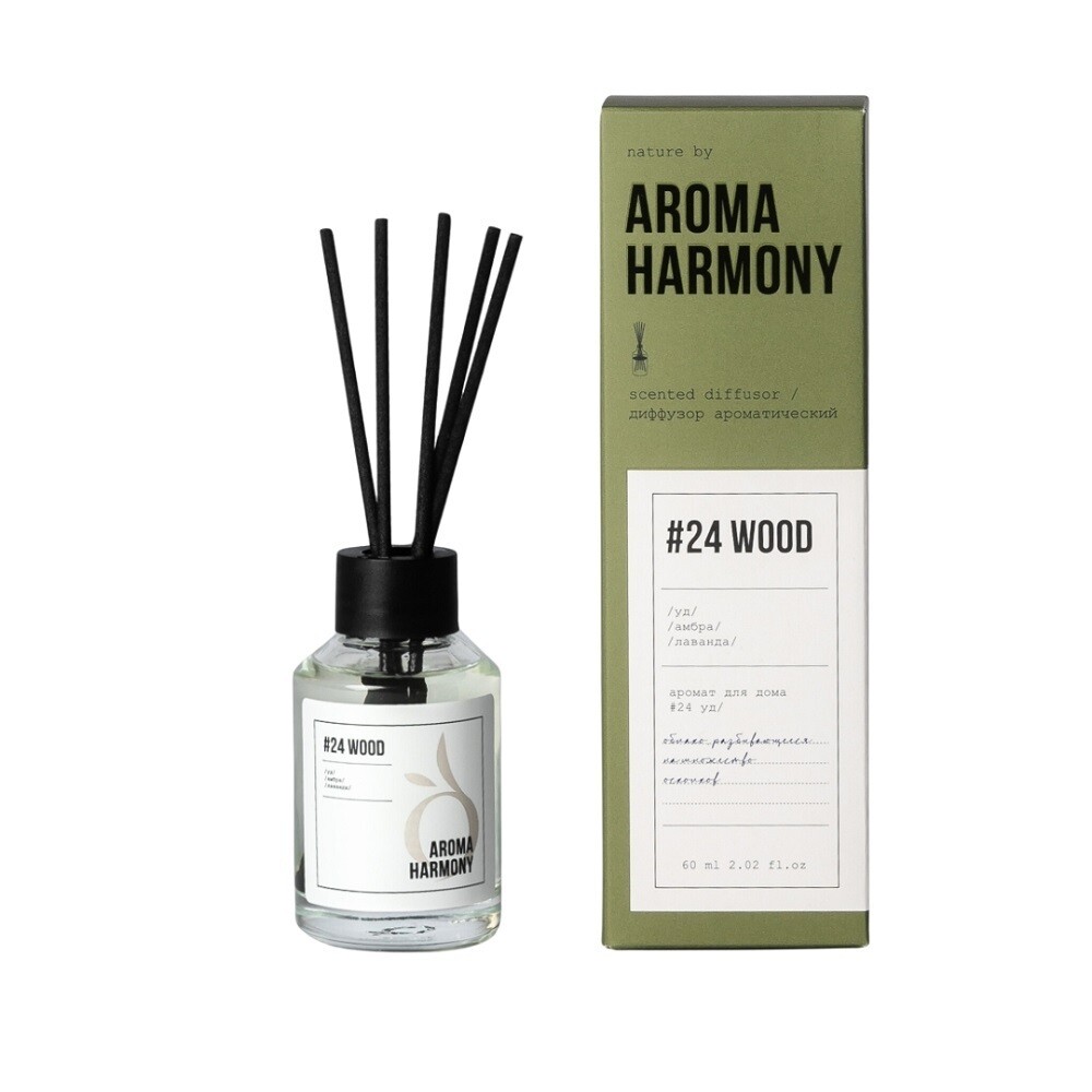 

Аромадиффузор с палочками Aroma Harmony №24 Wood 60 мл, Прозрачный