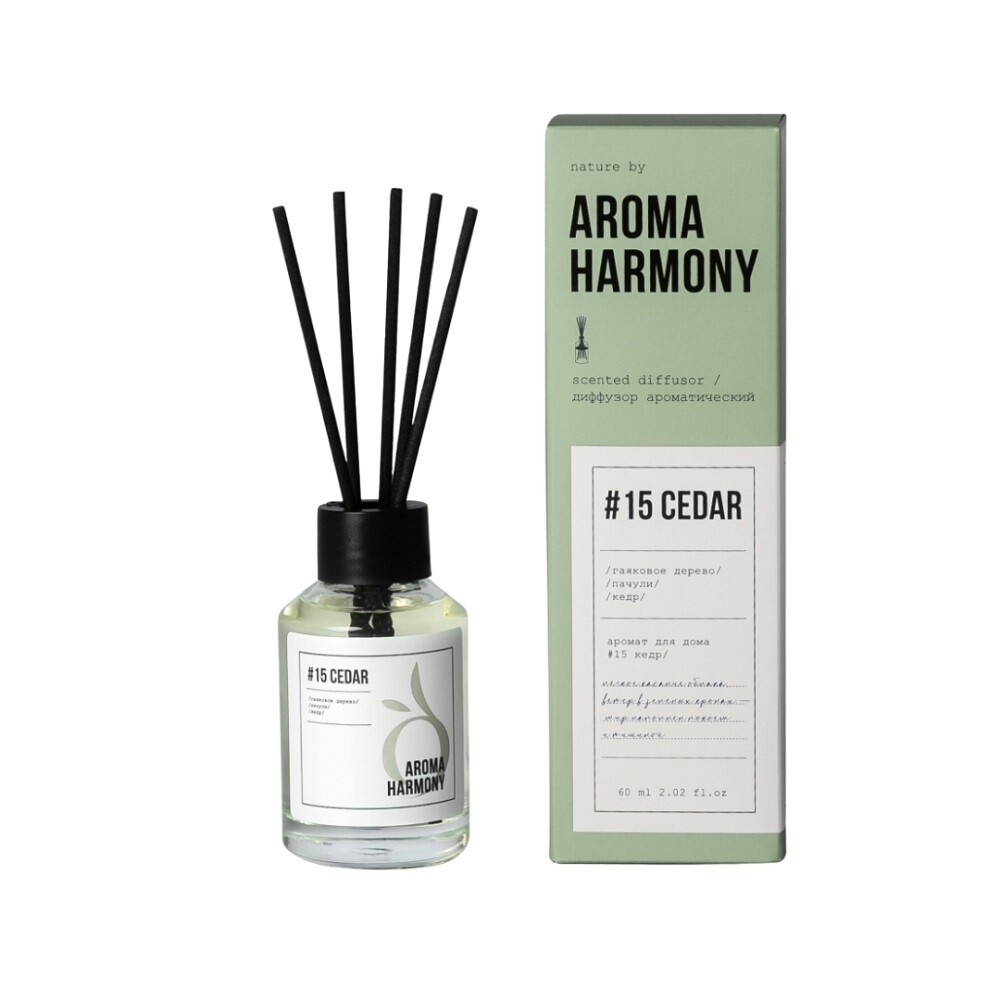 

Аромадиффузор с палочками Aroma Harmony №15 Cedar 60 мл, Прозрачный