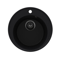 Мойка для кухни Maunfeld Medusa d49х18 см врезная кварц черная