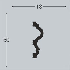 Молдинг из экополимера ударопрочный 60х18х2000 мм под покраску Bello Deco XPS M 6 белый - фото 3