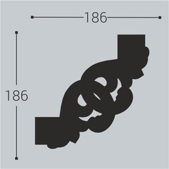 Угол к молдингу из экополимера ударопрочный 186х186х17 мм Bello Deco М10 - фото 3