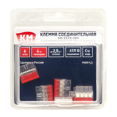 Клемма на 4 провода КМ 2273-204 0,5-2,5 кв.мм самозажимная без пасты (6 шт.) (ЦБ-00021635) - фото 3
