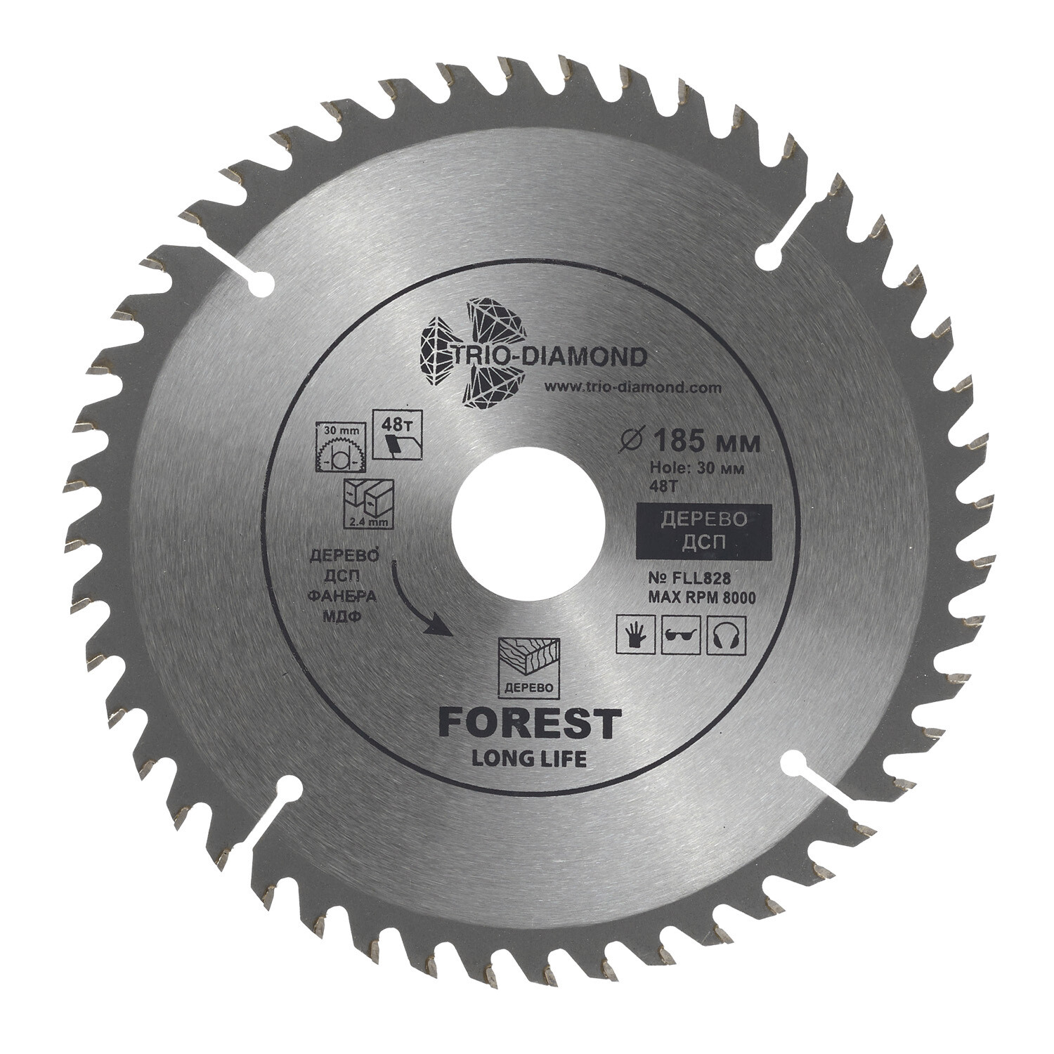 Изображение товара Диск пильный по дереву Trio-Diamond 185х30х1,6 мм 48 зубьев (FLL828)