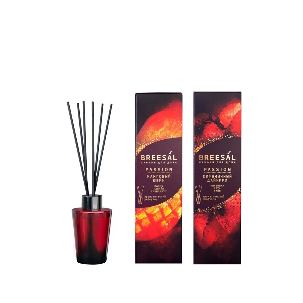 

Аромадиффузор с палочками Breesal Passion Манговый шейк 70 мл, Черный;красный
