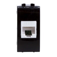 Розетка для кабель-канала компьютерная DKC Brava черная RJ45 1 модуль (77654N)